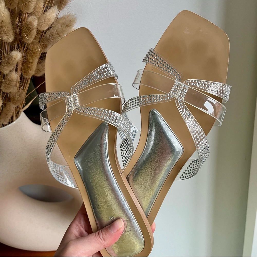 Zara Clear Rhinestone Sandals
